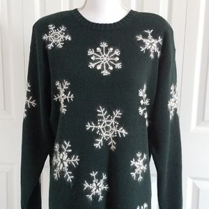 Mohair Sweater Snowflake Shoulder Pads Winter Soft Warm 80's 90's Retro